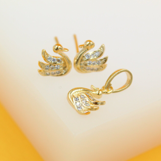Swan Couples Gold Drop Earrings | Jewelry Online Shopping | Gold Studs &  Earrings