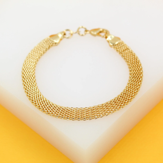 18K Gold Filled Designed Mesh Link Necklace (I467)