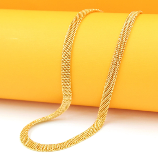 18K Gold Filled Designed Mesh Link Bracelet (I467)