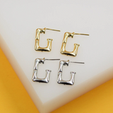 18K Gold Filled Rectangle Hoops Earrings