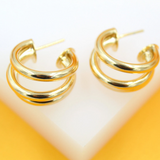 18K Gold Filled Triple Strand Hoop Earrings