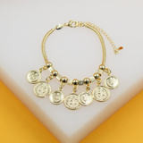 18K Gold/Rhodium Filled Bracelet Coin Charms