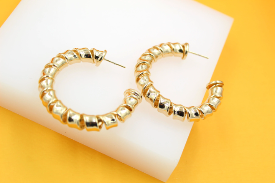 Mia Twisted Hoops - Thick 18K Gold Vermeil - 12mm Outer D – Nujaya