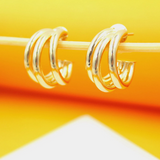 18K Gold Filled Triple Strand Hoop Earrings