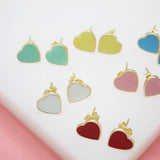 18K Gold Filled Colors Heart Stud Earrings (L44)
