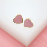 18K Gold Filled Colors Heart Stud Earrings (L44)