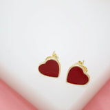 18K Gold Filled Colors Heart Stud Earrings (L44)