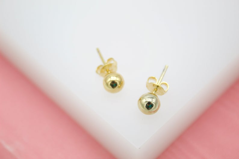 18K Gold Filled Tiny, Small Ball Stud Earrings (L140)(L145)