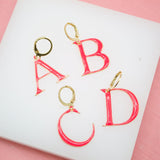 18K Gold Filled Enamel Color Letter A-Z Letter Pendant French Hook (A69)