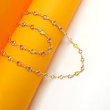 18k Gold Filled ROUND Multi-Color CZ Stone Necklace