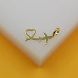 18K Gold Filled Airplane heart Pendant (A77)