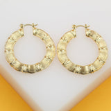 18K Gold Filled Thick Textured Hoop Earrings (K48A)