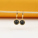 18K Gold Filled Enamel Smiley Earrings (J168)