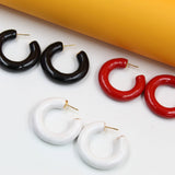 18k Gold Filled Thick Colorful Open Hoops  (L446)