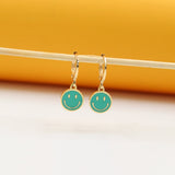 18K Gold Filled Enamel Smiley Earrings (J168)