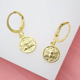 18K Gold Filled Small Medusa Charm Huggie Hoop Dangle Drop Earrings