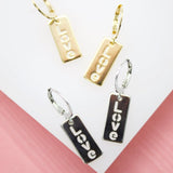 18K Gold Filled Love Dainty Huggie Dangle Earrings