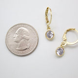 18K Gold Filled Hoops Huggies Earrings With CZ Cubic Zirconia Stone