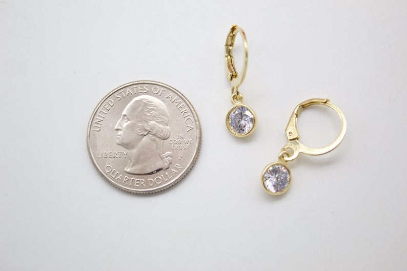 18K Gold Filled Hoops Huggies Earrings With CZ Cubic Zirconia Stone