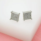 18K Gold Filled Square Stud Earrings With Micro CZ Cubic Zirconia Stone