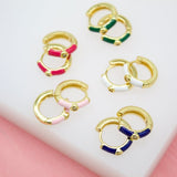 18K Gold Filled Colorful Huggies Earrings With CZ Cubic Zirconia Stone (L288)