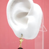 18K Gold Filled Black Pearl Dangle French Lever Back Earrings