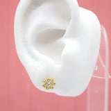 18K Gold Filled Bead Flower Stud Earrings (L87)