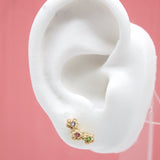18K Gold Filled Flower Studs Earrings With CZ Cubic Zirconia Stones (L86)