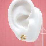 18K Gold Filled Star Flower Stud Earrings With A CZ Cubic Zirconia