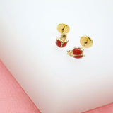 18K Gold Filled Tiny Lady Bug Stud Earrings