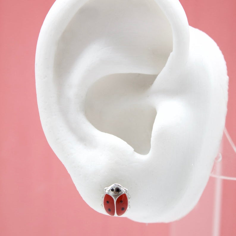 18K Gold Filled Lady Bug Stud Earrings