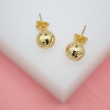 18K Gold Filled Textured Golden Ball Stud Earrings