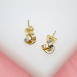 18K Rose Gold, Rhodium Filled Wire Knot Stud Earrings (L125)