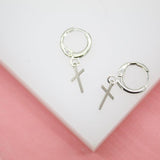 Tiny Simple Cross Huggie Earrings (L226)