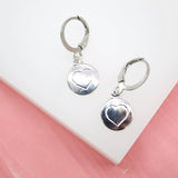 18K Gold Filled Heart Coin Huggies Earrings