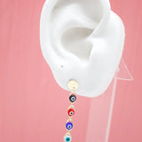 18K Gold Filled Colorful Evil Eyes Long Drop & Dangle Earrings
