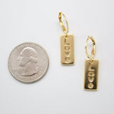18K Gold Filled Love Dainty Huggie Dangle Earrings