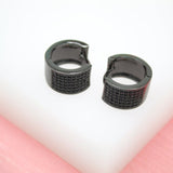 18K Gold Filled Huggies Earrings With CZ Cubic Zirconia Black Stones