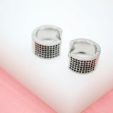 18K Gold Filled Huggies Earrings With CZ Cubic Zirconia Black Stones