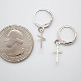 Tiny Simple Cross Huggie Earrings (L226)