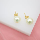 18K Gold Filled Pearl Stud Earrings (L127)