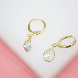 Dangle Huggies Earrings With Cz Cubic Zirconia Stones (K180)