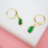 Dangle Huggies Earrings With Cz Cubic Zirconia Stones (K180)