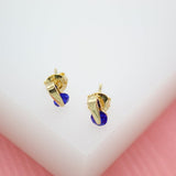 18K Gold Filled Earrings With Purple CZ Cubic Zirconia (L80)