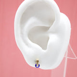 18K Gold Filled Earrings With Purple CZ Cubic Zirconia (L80)
