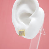 18K Gold Filled Square Stud Earrings With Micro CZ Cubic Zirconia Stone