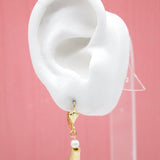 18K Gold Filled Long Golden Dangle Pearl Earrings