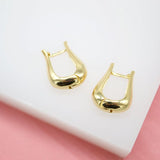 18K Gold Filled Earrings U Shaped Earrings Thick Linked Hoops Minimalist Trendy Huggies Earrings (L74A)
