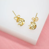 18K Gold Filled Small And Large Golden Pearl Stud Earrings (K246)