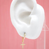 Tiny Simple Cross Huggie Earrings (L226)